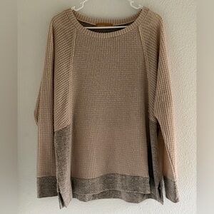 EMMER & OAT Waffle Knit Oversized Boxy Boho Sweater Womens L